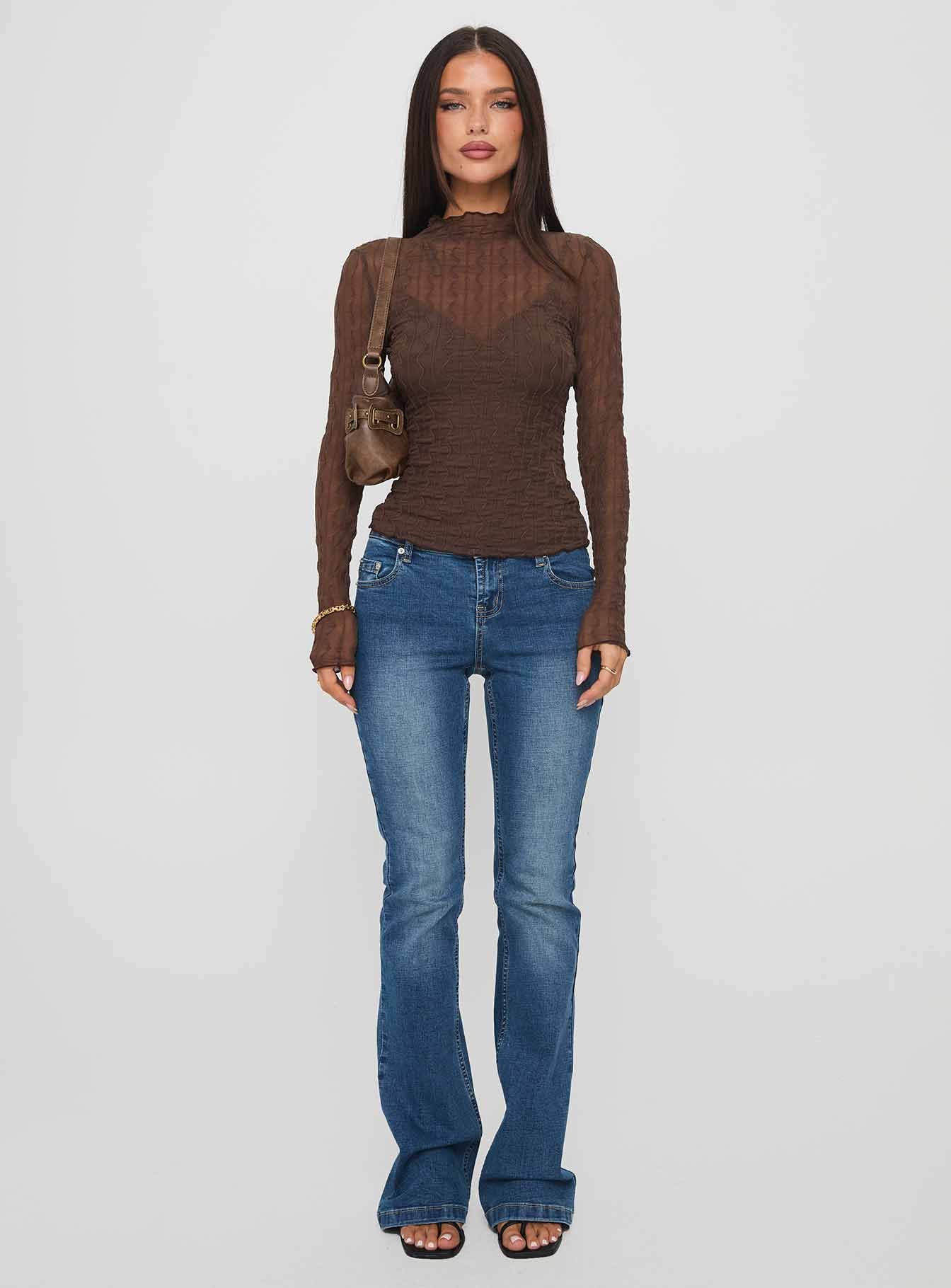 Fabiana Layered Long Sleeve Top Brown