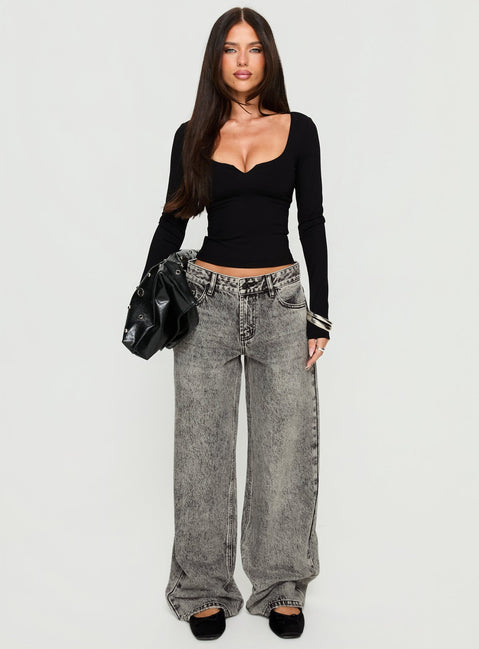 Evangelene Long Sleeve Top Black