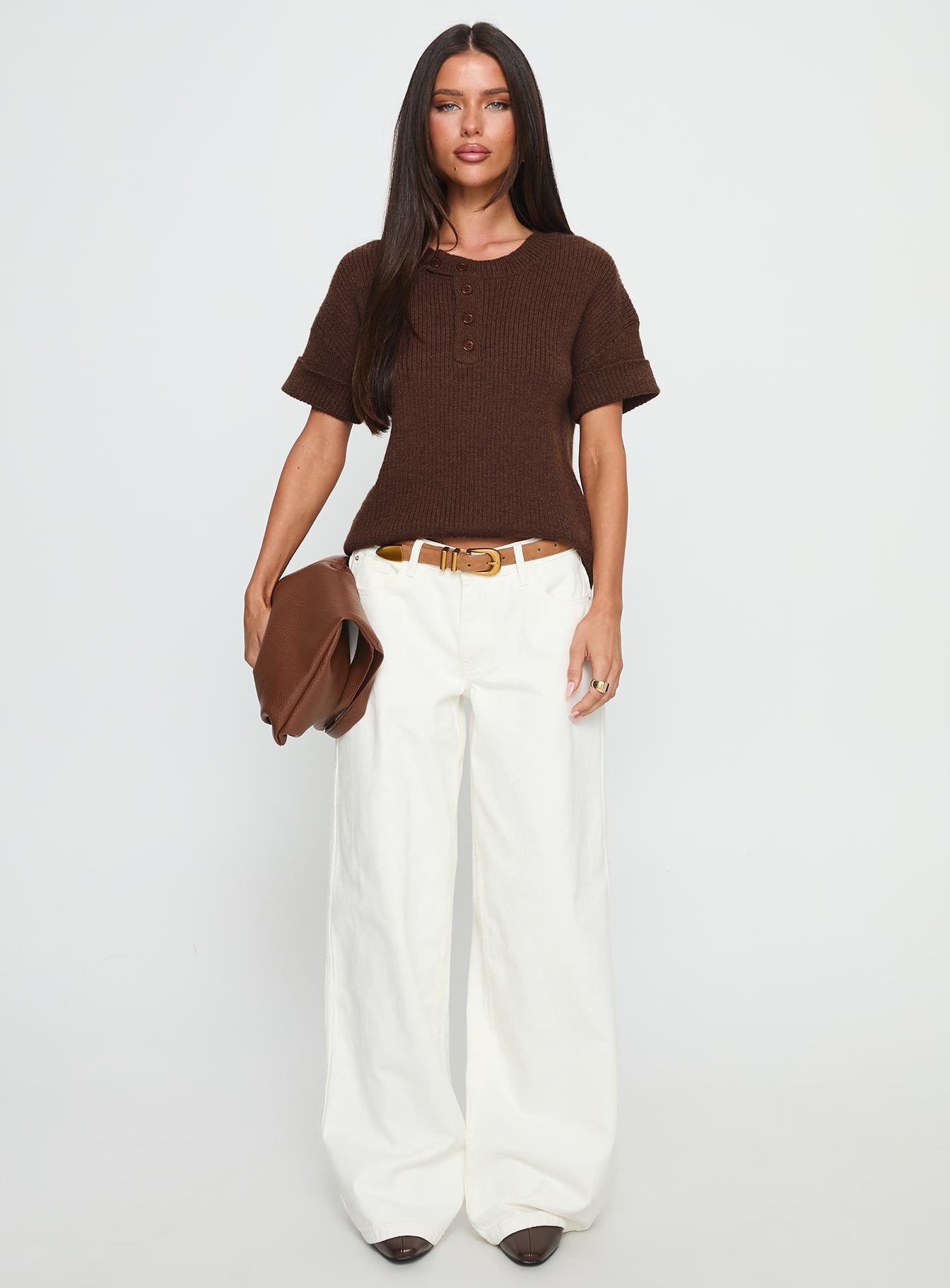 Brandii Button Up Top Chocolate