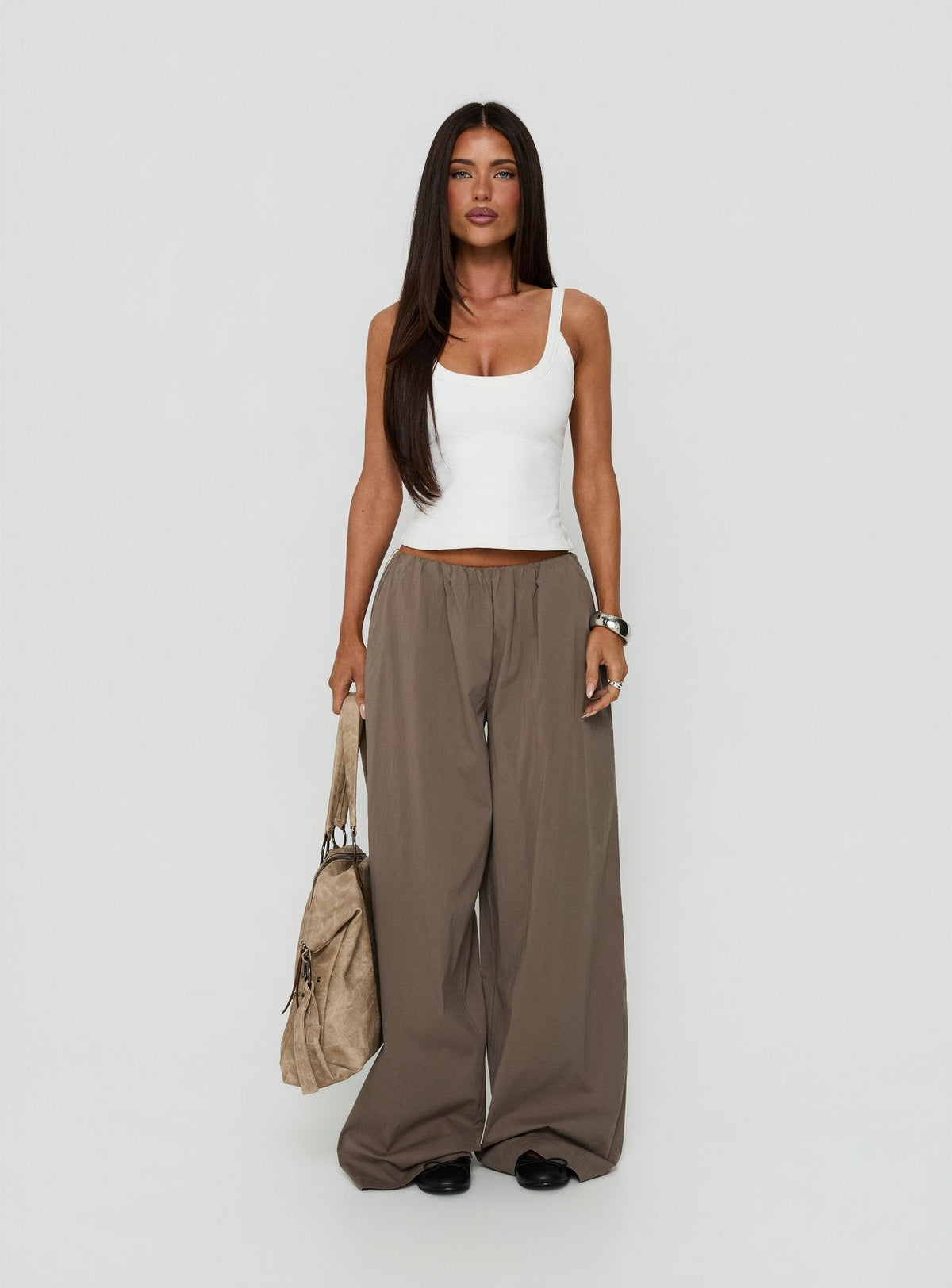 Lunea Concealed Waistband Trousers Mushroom Stripe