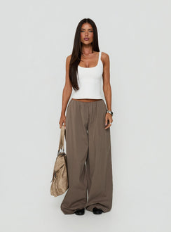 Lunea Concealed Waistband Trousers Mushroom Stripe