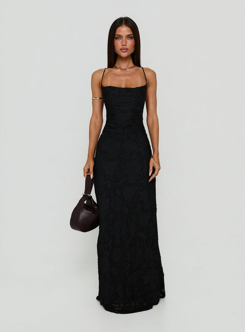 Celena Maxi Dress Black Burnout