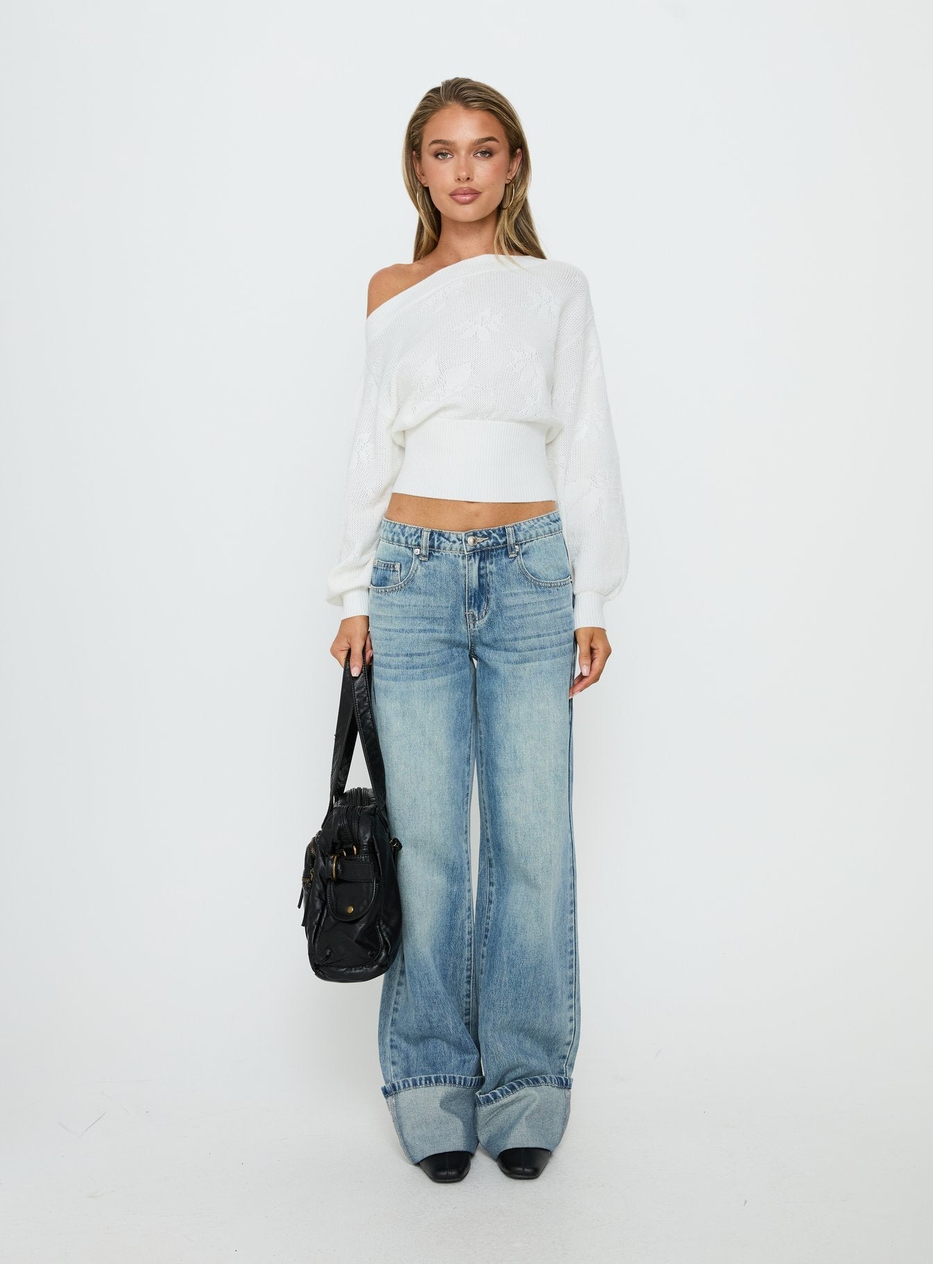 Lalola Asymmetrical Knit Jumper White