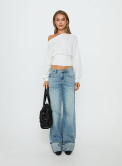 Lalola Asymmetrical Knit Jumper White