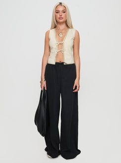front view of model wearing Princess Polly Barbieri Pants Black High Waisted Pants 