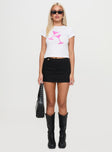   front view of model wearing Princess Polly Stokes Mini Skirt Black Mini Skirts 