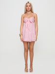 front view of model wearing Princess Polly Granno Mini Dress Pink Sweetheart Neckline 