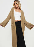 Finneas Longline Cardigan Beige Princess Polly  long 