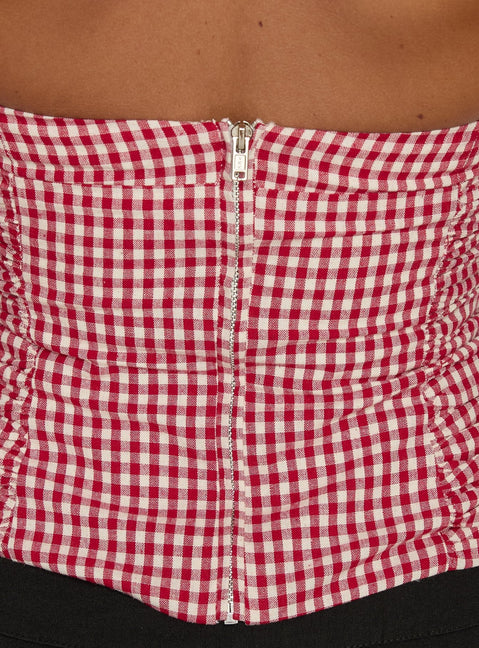 West Coast Love Halter Top Red Gingham