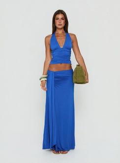 Keerah Tie Neck Halter Top Cobalt