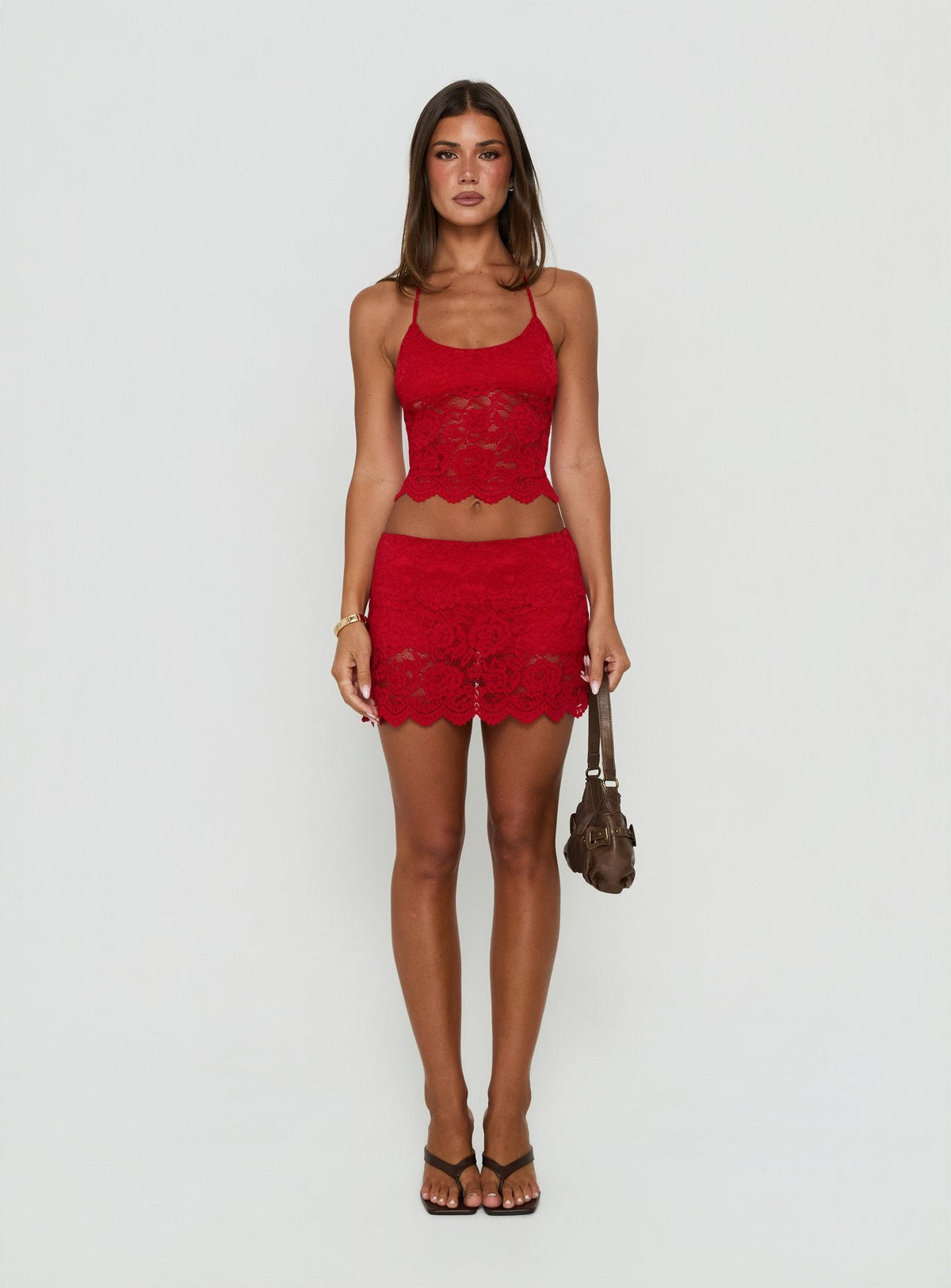 Gianna Neckholder-Top aus Spitze, Rot