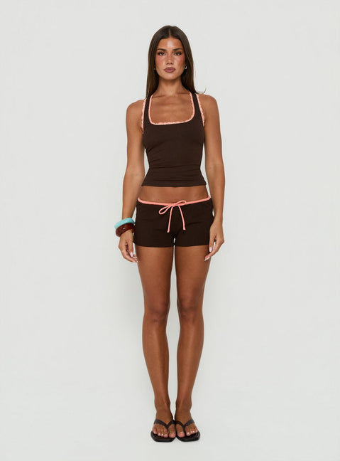 Karhlie Micro Shorts Brown / Coral