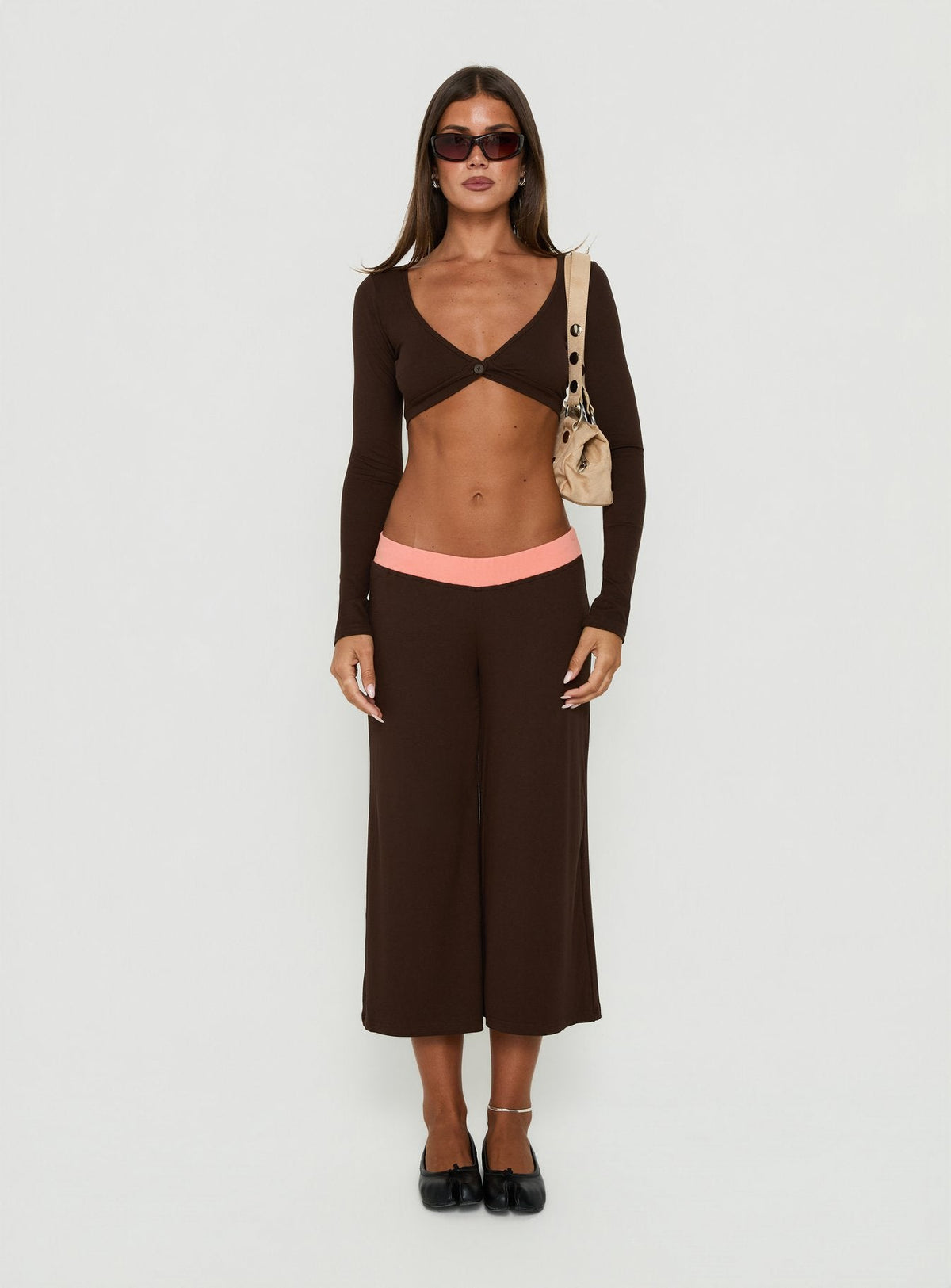 Kassey Gaucho Shorts Coral / Brown
