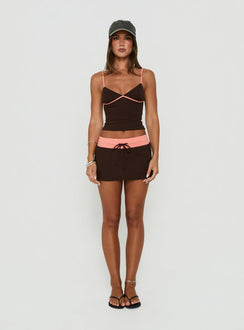 Livia Micro Rib Mini Skort Braown / Coral