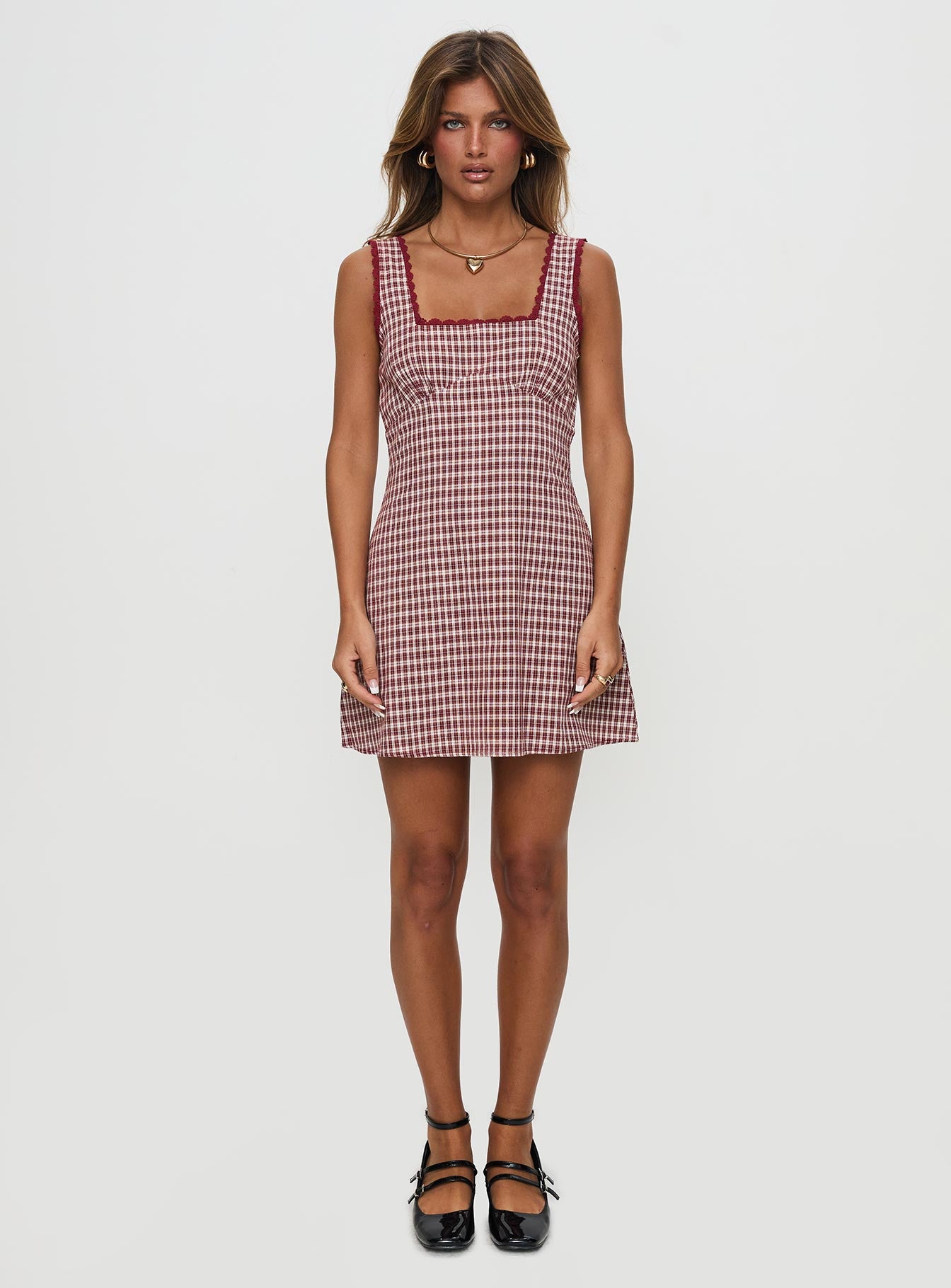 Dasha Mini Dress Red Check Tall