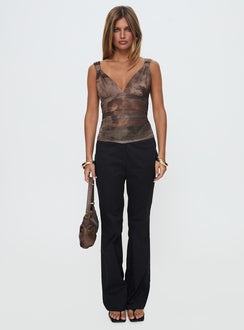 side view of model wearing Princess Polly Emilea Top Multi Sleeveless Plunger 