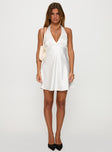 Pelagia Halter Scarf Tie Mini Dress White