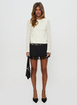   front view of model wearing Princess Polly Getaway Car Lace Mini Skirt Black Mini Skirts 