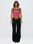 front view of model wearing Princess Polly Benicale Low Rise Cargo Pants Black Low Rise Pants 