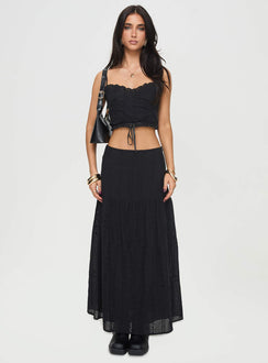Black two piece set Crop top, adjustable shoulder straps, sweetheart neckline