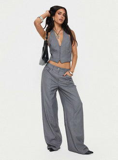 front view of model wearing Princess Polly Dawson Pants Slate Low Rise Pants 