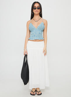 Marilou Shirred Top Blue Stripe