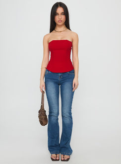 Kaetlyn Strapless Corset Top Red