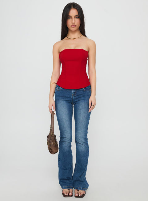 Kaetlyn Strapless Corset Top Red
