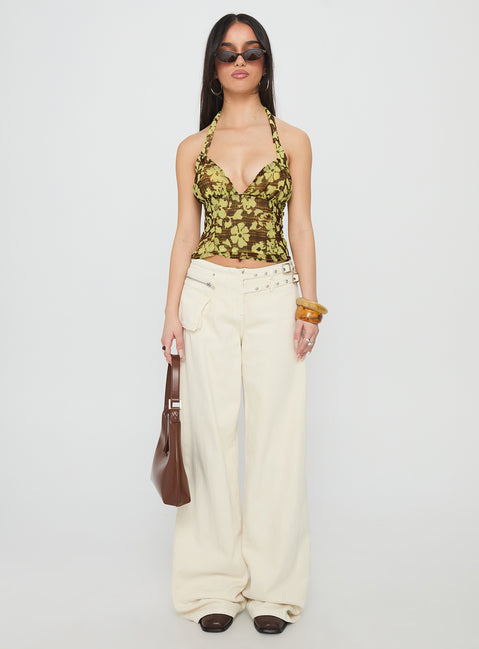 Aspyn Halter Top Yellow Floral