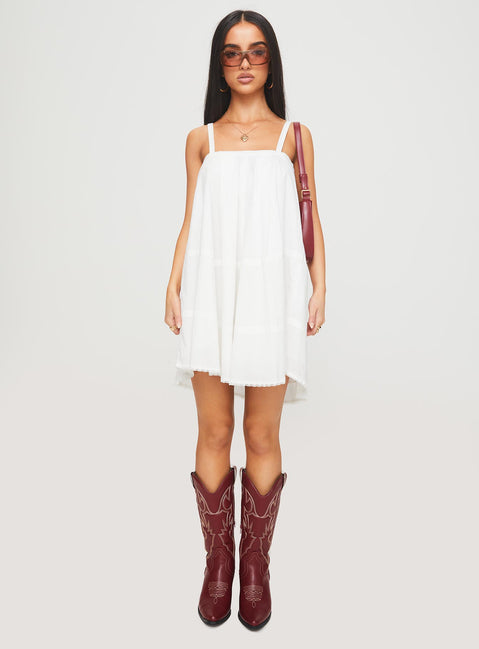 front view of model wearing Princess Polly Jubilant Mini Dress White Square Neck 