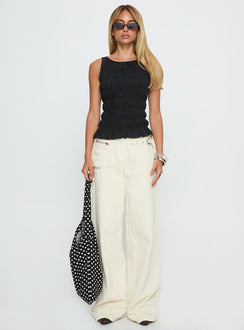 Marleene Shirred Top Black