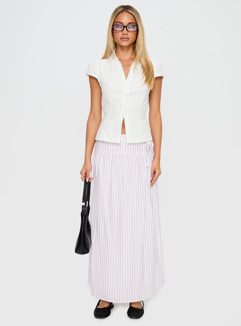   front view of model wearing Princess Polly Antheia Maxi Skirt White Multi Maxi 