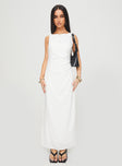 front view of model wearing Princess Polly Mocca Maxi Dress White Scoop Neck 