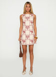 Alfalfa Shift Mini Dress Red Floral Check