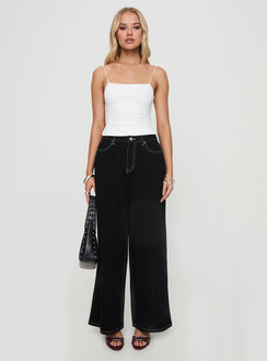 front view of model wearing Princess Polly Elissa Top White Sleeveless Square Neck 