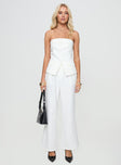 front view of model wearing Princess Polly Jazzar Pocket Detail Pleated Pant White Petite High Waisted Pants 