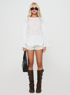 side view of model wearing Princess Polly Ambra Sweater White 