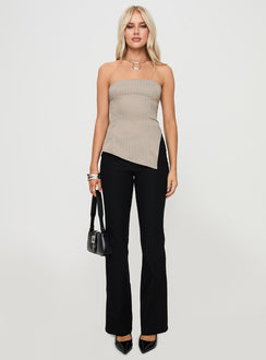 front view of model wearing Princess Polly Moxlan Top Brown Sleeveless straight 