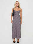 front view of model wearing Princess Polly Laurent Maxi Dress Black Floral Cowl Neck 