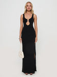 front view of model wearing Princess Polly Zaloma Cut Out Maxi Dress Black Plunger 