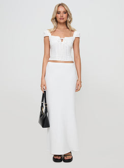 front view of model wearing Princess Polly Gilbert Top White Short Sleeves Square Neck 