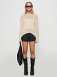 front view of model wearing Princess Polly Protea Knit Sweater Beige 