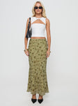   front view of model wearing Princess Polly Piazia Maxi Skirt Green Maxi 