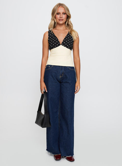 front view of model wearing Princess Polly Silverstone Top Multi Sleeveless V-Neck 