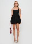 Alcott Bubble Hem Mini Dress Black