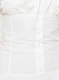 front view of model wearing Princess Polly Heart Shaped Maxi Dress White Square Neck 