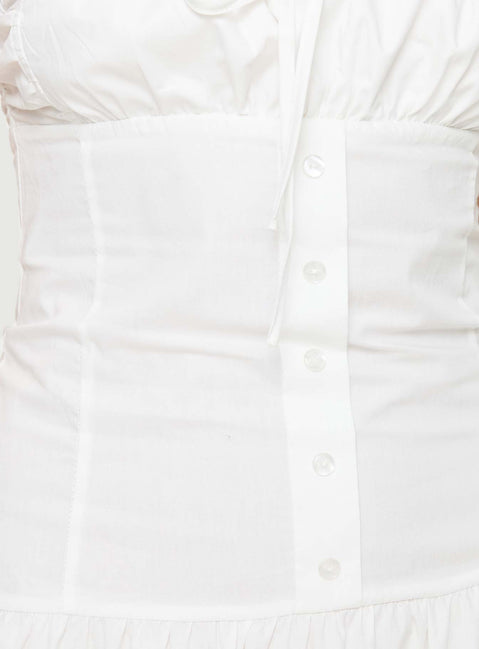 front view of model wearing Princess Polly Heart Shaped Maxi Dress White Square Neck 