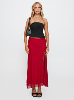 front view of model wearing Princess Polly Round The World Strapless Top Black Sleeveless straight 