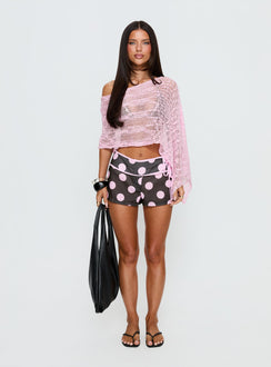 Yselle Micro Shorts Pink / Brown Polka Dot