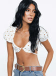 Front view of model wearing  front Princess Polly Short Sleeves Square Neck  Amayla Top White